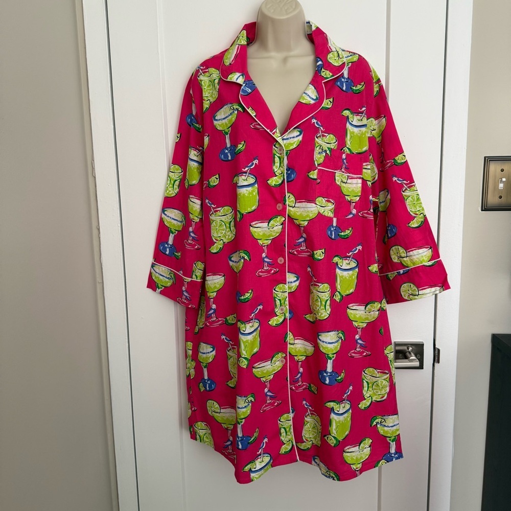 NWT - Printfresh - Fresh Margarita Sleep Shirt - Cabo Pink - Picture 2 of 13